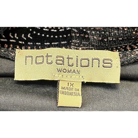 NOTATIONS Women’s Career Top Set Black Tank Paisley Shirt Blouse 1X Grannycore - Picture 8 of 10